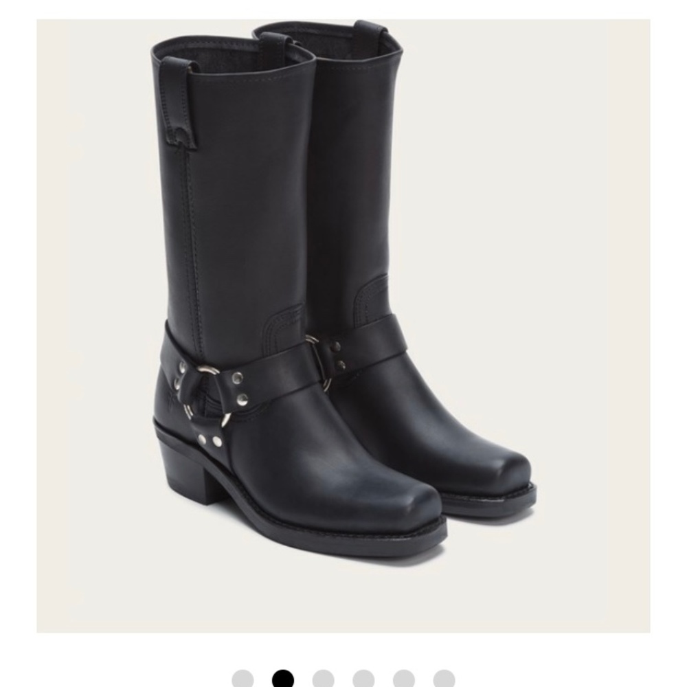 Frye Black Leather Moto Boots